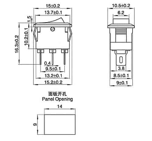 Размеры KCD1 10x15
